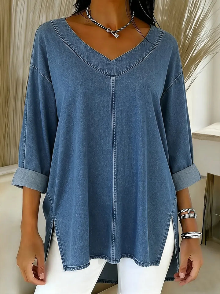 Lina - Top Denim Décontracté