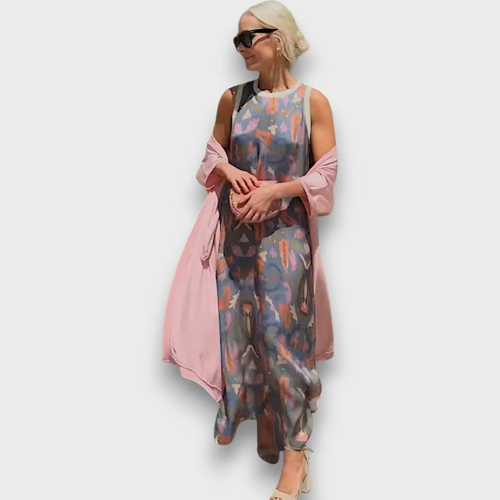 Elveria - Robe maxi avec cardigan